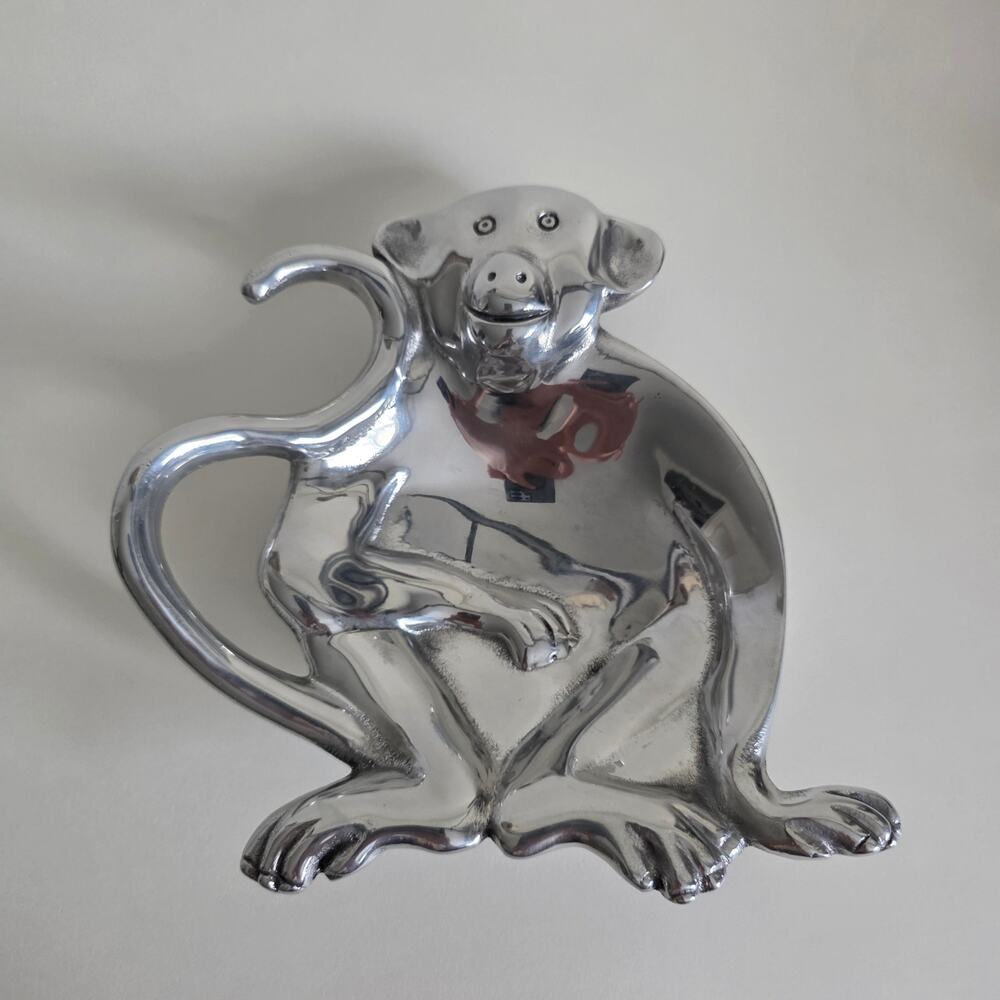Mariposa Monkey Aluminum Catchall Trinket Dish Tray 2001 Made in Mexico